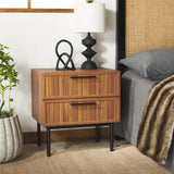 Safavieh Axelle 2 Drawer Nightstand Walnut / Black Legs / Black Handle NST9608A