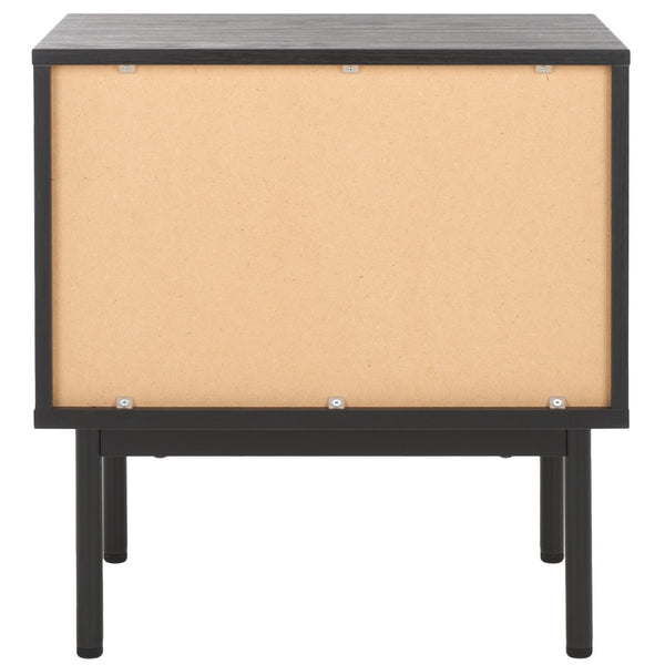 Safavieh Axelle Modern 2 Drawer Nightstand - Stylish Walnut Finish With Sleek Metal Legs For Bedroom Elegance Black/ Black Legs / Gold Handle NST9608B