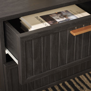 Safavieh Axelle Modern 2 Drawer Nightstand - Stylish Walnut Finish With Sleek Metal Legs For Bedroom Elegance Black/ Black Legs / Gold Handle NST9608B