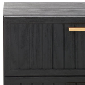 Safavieh Axelle Modern 2 Drawer Nightstand - Stylish Walnut Finish With Sleek Metal Legs For Bedroom Elegance Black/ Black Legs / Gold Handle NST9608B