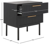 Safavieh Axelle 2 Drawer Nightstand Black/ Black Legs / Gold Handle NST9608B