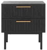 Safavieh Axelle 2 Drawer Nightstand Black/ Black Legs / Gold Handle NST9608B