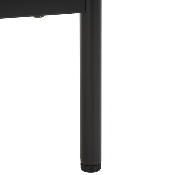 Safavieh Axelle Modern 2 Drawer Nightstand - Stylish Walnut Finish With Sleek Metal Legs For Bedroom Elegance Black/ Black Legs / Gold Handle NST9608B