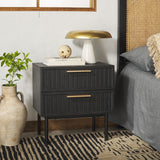 Safavieh Axelle 2 Drawer Nightstand Black/ Black Legs / Gold Handle NST9608B