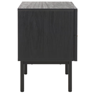 Safavieh Axelle Modern 2 Drawer Nightstand - Stylish Walnut Finish With Sleek Metal Legs For Bedroom Elegance Black/ Black Legs / Gold Handle NST9608B