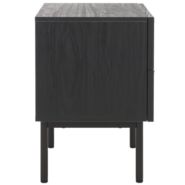 Safavieh Axelle Modern 2 Drawer Nightstand - Stylish Walnut Finish With Sleek Metal Legs For Bedroom Elegance Black/ Black Legs / Gold Handle NST9608B