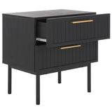 Safavieh Axelle 2 Drawer Nightstand Black/ Black Legs / Gold Handle NST9608B