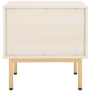 Safavieh Axelle Modern 2 Drawer Nightstand - Stylish Walnut Finish With Sleek Metal Legs For Bedroom Elegance Bleached White / Gold Legs / Gold Handle NST9608C