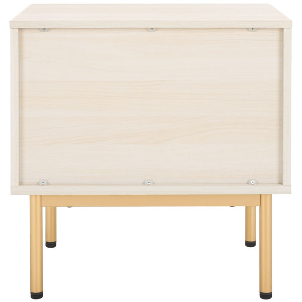 Safavieh Axelle Modern 2 Drawer Nightstand - Stylish Walnut Finish With Sleek Metal Legs For Bedroom Elegance Bleached White / Gold Legs / Gold Handle NST9608C