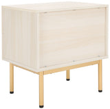 Safavieh Axelle 2 Drawer Nightstand White / Gold Legs / Gold Handle NST9608C