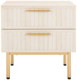 Safavieh Axelle 2 Drawer Nightstand White / Gold Legs / Gold Handle NST9608C