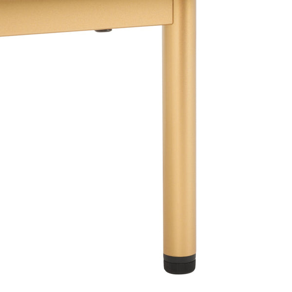 Safavieh Axelle Modern 2 Drawer Nightstand - Stylish Walnut Finish With Sleek Metal Legs For Bedroom Elegance Bleached White / Gold Legs / Gold Handle NST9608C