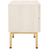 Safavieh Axelle 2 Drawer Nightstand White / Gold Legs / Gold Handle NST9608C