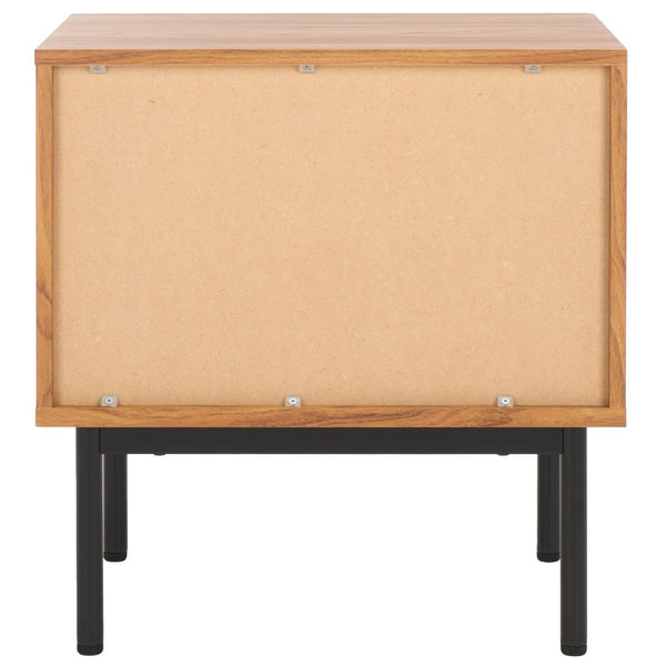 Safavieh Axelle Modern 2 Drawer Nightstand - Stylish Walnut Finish With Sleek Metal Legs For Bedroom Elegance Oak / Black Legs / Black Handle NST9608D
