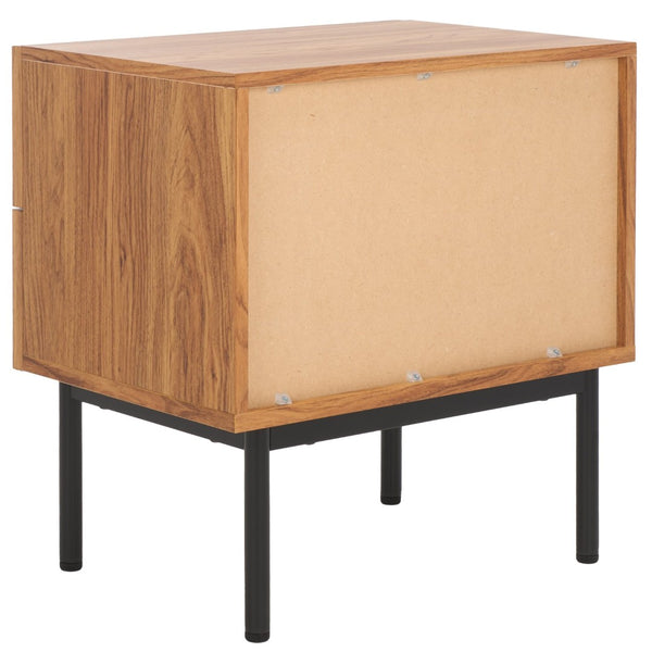 Safavieh Axelle Modern 2 Drawer Nightstand - Stylish Walnut Finish With Sleek Metal Legs For Bedroom Elegance Oak / Black Legs / Black Handle NST9608D