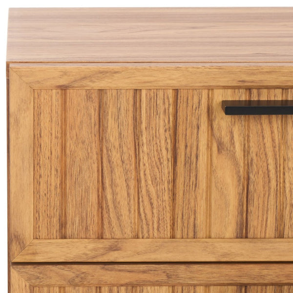 Safavieh Axelle Modern 2 Drawer Nightstand - Stylish Walnut Finish With Sleek Metal Legs For Bedroom Elegance Oak / Black Legs / Black Handle NST9608D