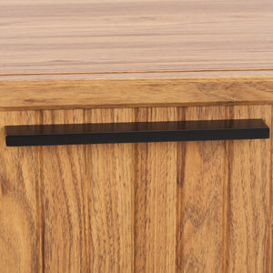 Safavieh Axelle Modern 2 Drawer Nightstand - Stylish Walnut Finish With Sleek Metal Legs For Bedroom Elegance Oak / Black Legs / Black Handle NST9608D