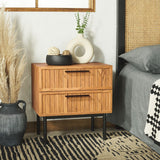 Safavieh Axelle 2 Drawer Nightstand Oak / Black Legs / Black Handle NST9608D