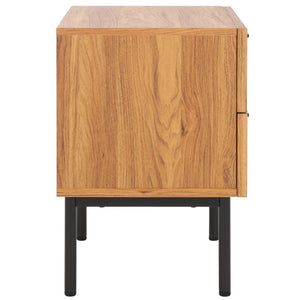 Safavieh Axelle Modern 2 Drawer Nightstand - Stylish Walnut Finish With Sleek Metal Legs For Bedroom Elegance Oak / Black Legs / Black Handle NST9608D
