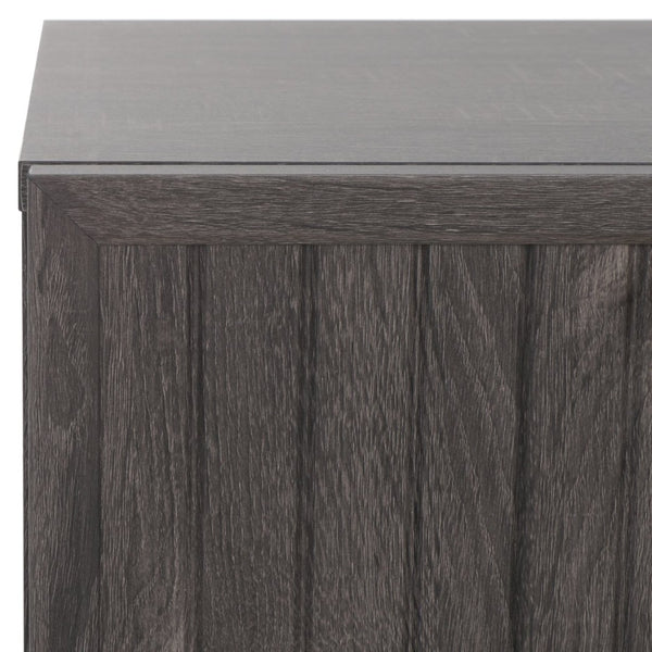 Safavieh Axelle Modern 2 Drawer Nightstand - Stylish Walnut Finish With Sleek Metal Legs For Bedroom Elegance Distressed Black / Gold Legs / Gold Handle NST9608E