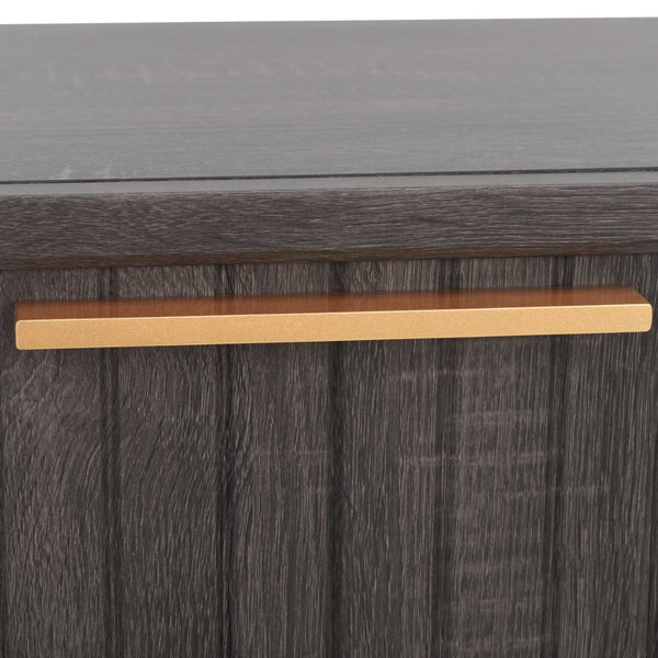 Safavieh Axelle Modern 2 Drawer Nightstand - Stylish Walnut Finish With Sleek Metal Legs For Bedroom Elegance Distressed Black / Gold Legs / Gold Handle NST9608E