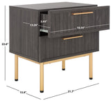 Safavieh Axelle 2 Drawer Nightstand Distressed Black / Gold Legs / Gold Handle 21.7" x 15.4" x 22.6"