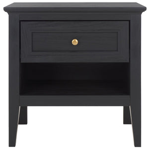 Safavieh Sondra Classic Nightstand With 1 Drawer And Open Shelf For Elegant Bedroom Storage Solutions Black / Gold NST9609B