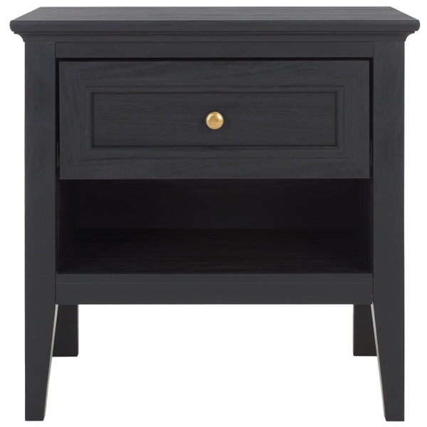 Safavieh Sondra Classic Nightstand With 1 Drawer And Open Shelf For Elegant Bedroom Storage Solutions Black / Gold NST9609B
