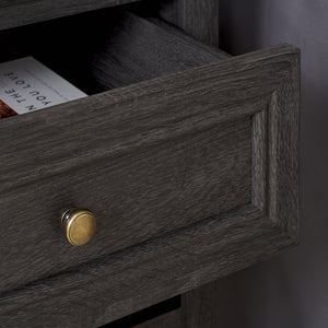 Safavieh Sondra Classic Nightstand With 1 Drawer And Open Shelf For Elegant Bedroom Storage Solutions Distressed Black / Gold NST9609E