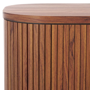 Safavieh Tealla Mid-Century Tambour Door Nightstand With Stylish Gold Hardware And Ample Storage Solutions Walnut / Gold NST9610A