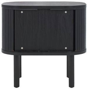 Safavieh Tealla Mid-Century Tambour Door Nightstand With Stylish Gold Hardware And Ample Storage Solutions Black / Gold NST9610B