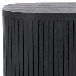 Safavieh Tealla Mid-Century Tambour Door Nightstand With Stylish Gold Hardware And Ample Storage Solutions Black / Gold NST9610B