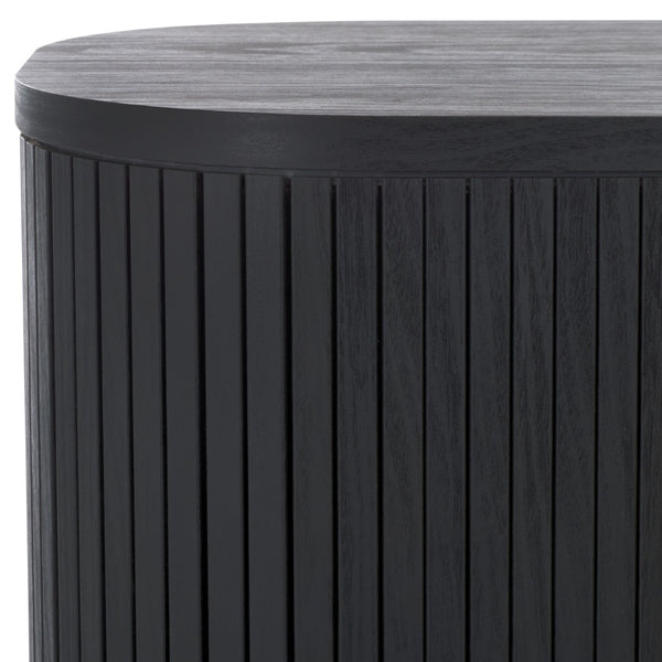 Safavieh Tealla Mid-Century Tambour Door Nightstand With Stylish Gold Hardware And Ample Storage Solutions Black / Gold NST9610B