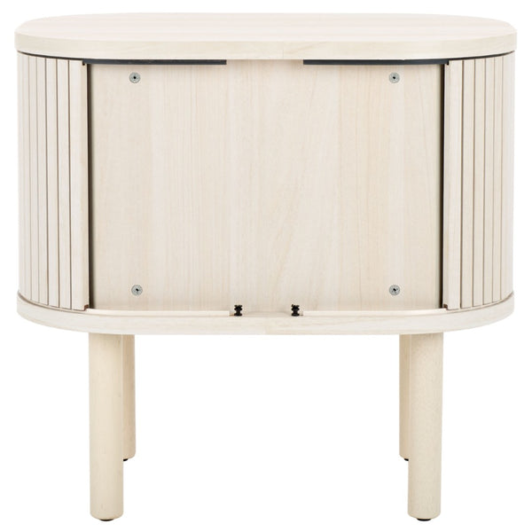 Safavieh Tealla Mid-Century Tambour Door Nightstand With Stylish Gold Hardware And Ample Storage Solutions Bleached White / Gold NST9610C