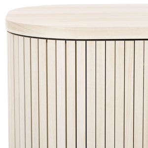 Safavieh Tealla Mid-Century Tambour Door Nightstand With Stylish Gold Hardware And Ample Storage Solutions Bleached White / Gold NST9610C