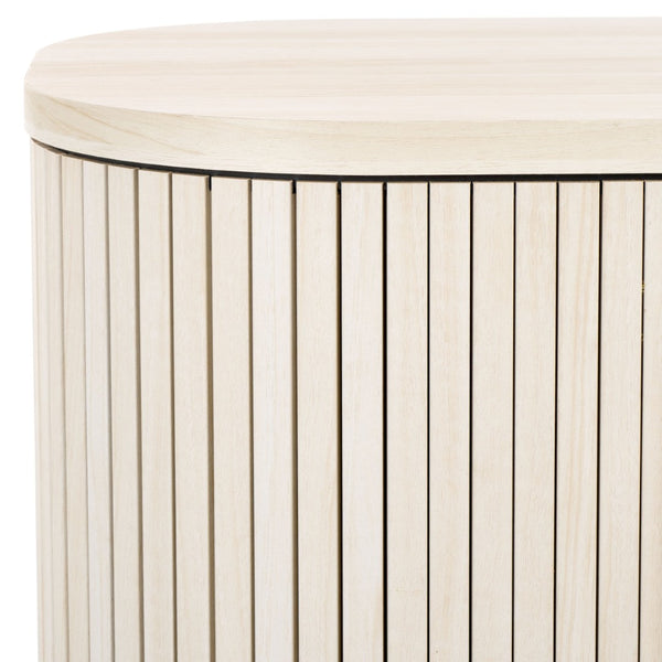 Safavieh Tealla Mid-Century Tambour Door Nightstand With Stylish Gold Hardware And Ample Storage Solutions Bleached White / Gold NST9610C