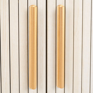 Safavieh Tealla Mid-Century Tambour Door Nightstand With Stylish Gold Hardware And Ample Storage Solutions Bleached White / Gold NST9610C