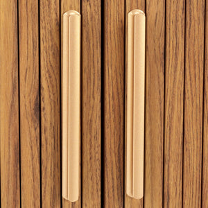 Safavieh Tealla Mid-Century Tambour Door Nightstand With Stylish Gold Hardware And Ample Storage Solutions Oak / Gold NST9610D