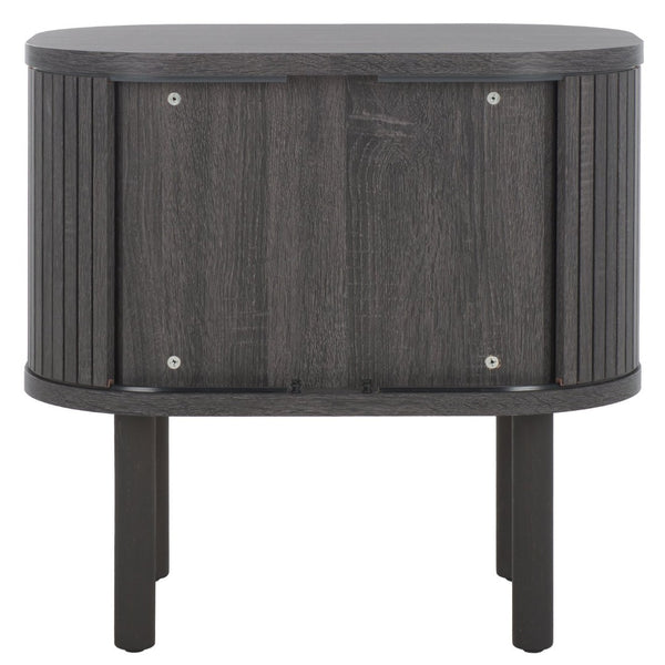 Safavieh Tealla Mid-Century Tambour Door Nightstand With Stylish Gold Hardware And Ample Storage Solutions Distressed Black / Gold NST9610E