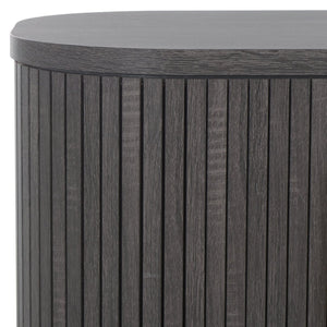 Safavieh Tealla Mid-Century Tambour Door Nightstand With Stylish Gold Hardware And Ample Storage Solutions Distressed Black / Gold NST9610E
