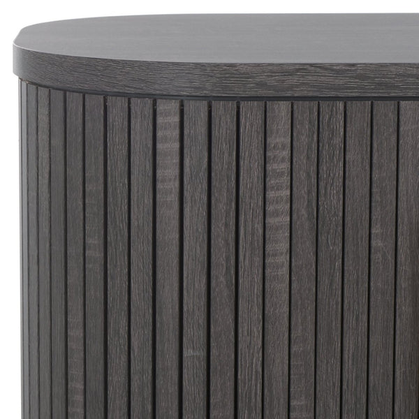 Safavieh Tealla Mid-Century Tambour Door Nightstand With Stylish Gold Hardware And Ample Storage Solutions Distressed Black / Gold NST9610E