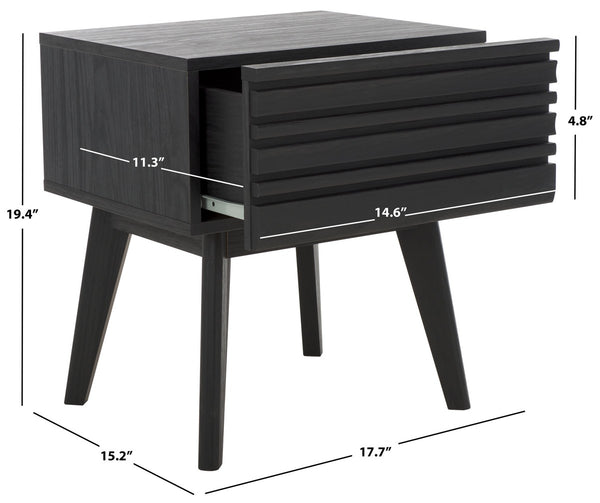Safavieh Esma 1 Drawer Nightstand Black 17.7" x 15.2" x 19.4"