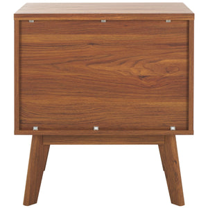 Safavieh Esma 1 Drawer 1 Shelf Nightstand Walnut 21.7" x 15.2" x 24.3"