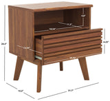 Safavieh Esma 1 Drawer 1 Shelf Nightstand Walnut 21.7" x 15.2" x 24.3"