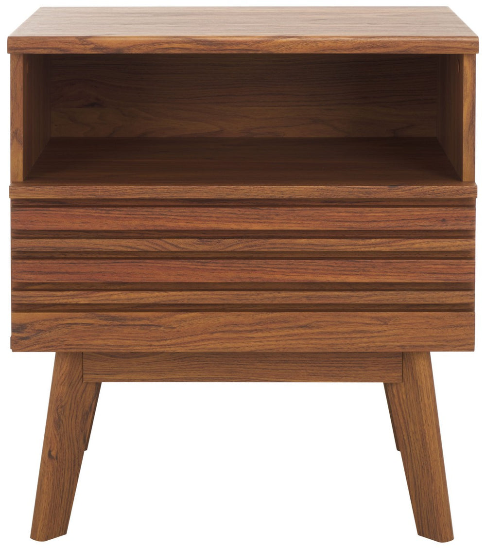 Safavieh Esma 1 Drawer 1 Shelf Nightstand Walnut 21.7" x 15.2" x 24.3"