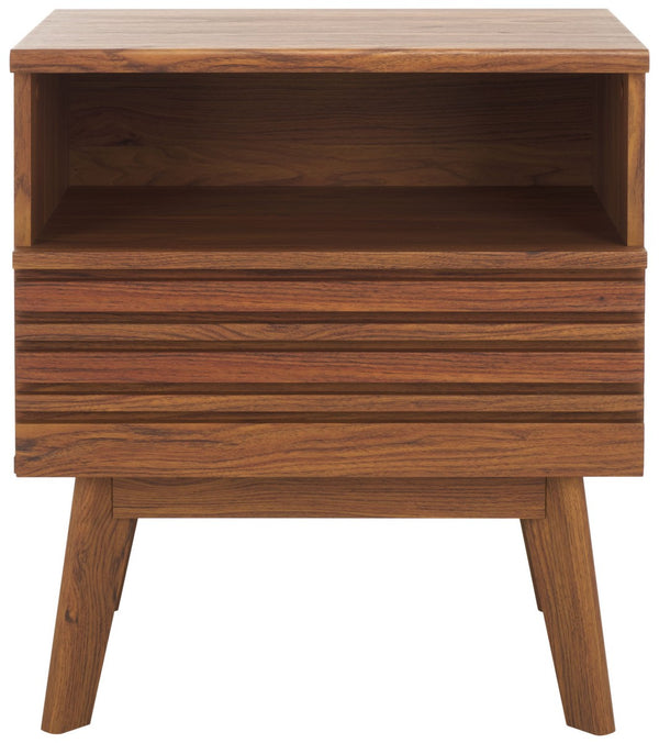 Safavieh Esma 1 Drawer 1 Shelf Nightstand Walnut 21.7" x 15.2" x 24.3"