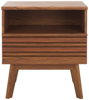 Safavieh Esma 1 Drawer 1 Shelf Nightstand Walnut 21.7" x 15.2" x 24.3"