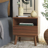 Safavieh Esma 1 Drawer 1 Shelf Nightstand Walnut 21.7" x 15.2" x 24.3"