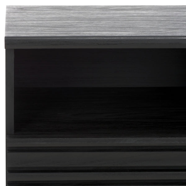 Safavieh Esma Contemporary Nightstand With Drawer And Open Shelf For Modern Bedroom Storage Solutions Black NST9613B