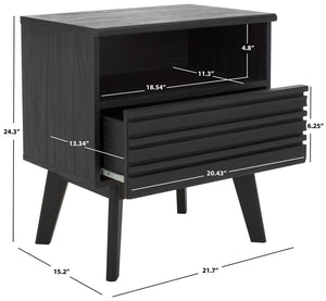 Safavieh Esma Contemporary Nightstand With Drawer And Open Shelf For Modern Bedroom Storage Solutions Black NST9613B